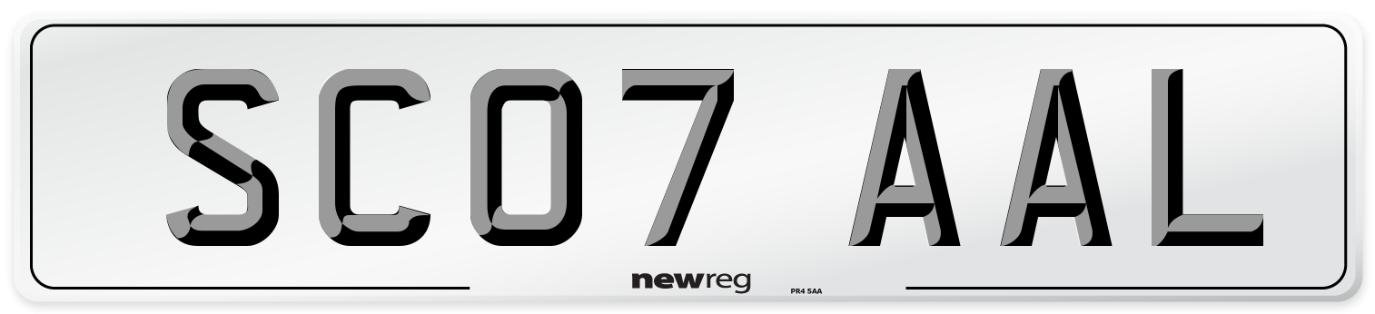 SC07 AAL Number Plate from New Reg